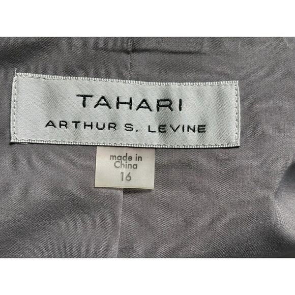 Tahari Arthur S. Levine Blazer Jacket Womens 16 Gray Striped One Button Closure - Picture 3 of 7